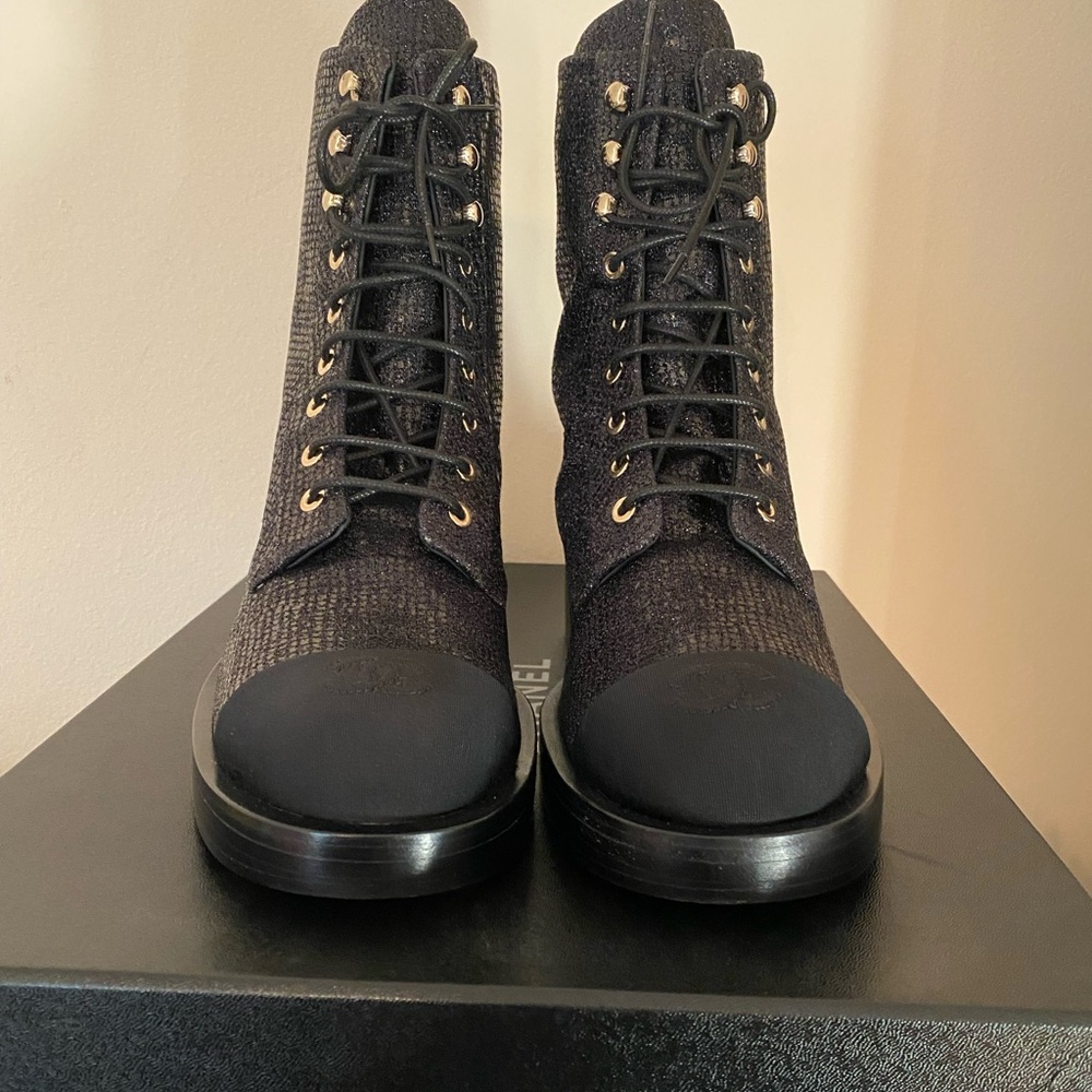 New Chanel Lace Up Boots